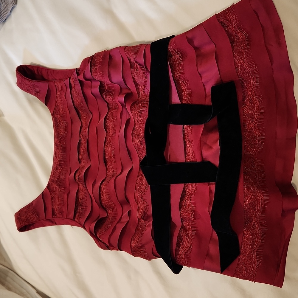 Dark red White & Black top